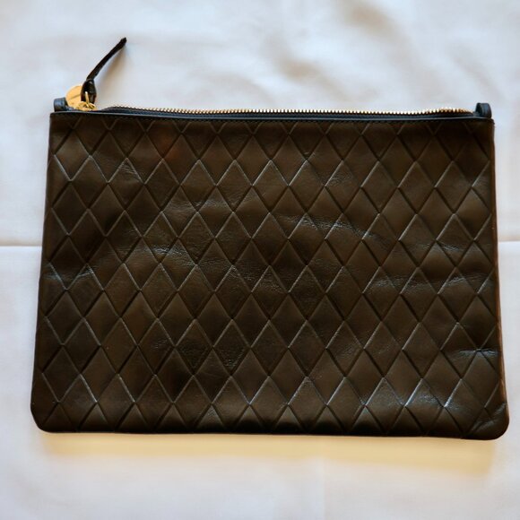 Clare V. Handbags - Clare V. Flat Clutch w/Tabs in Diamond Pattern Black Leather EUC